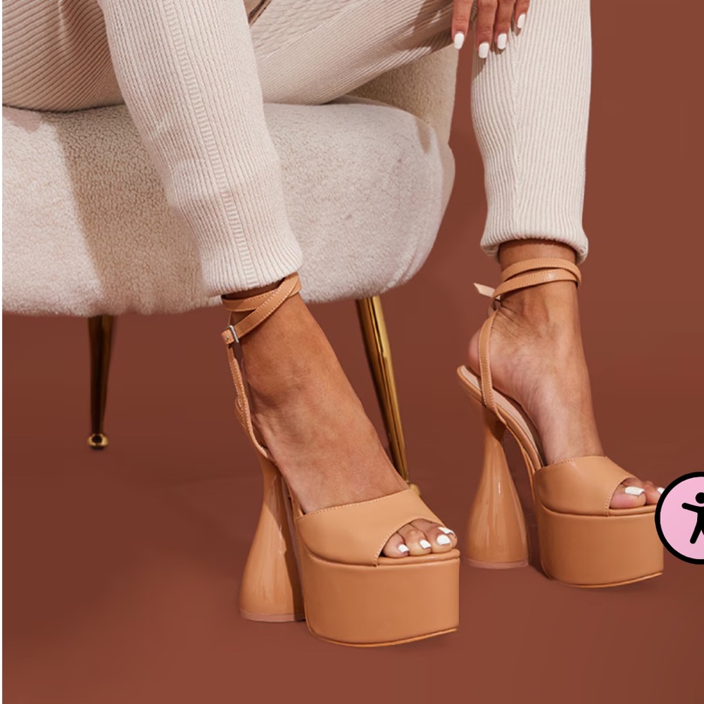 Prettylittlething Camel Extreme Platform Ankle Strap Heeled Sandals